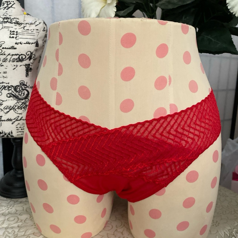 Maddie & Coco NWT Wom M Sheer Red Stretch Chiffon & Lace Panties